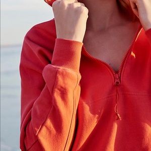 FP Movement Washed Red Quarter Zip Think Future Hoodie